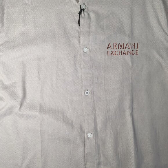 NEW- Mens Armani Exchange A/X Long Sleeve Button Front Shirt Beige - Picture 3 of 7